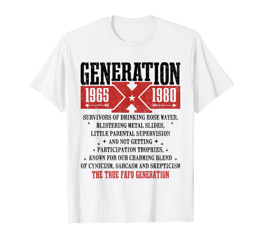 Vintage GenerationX 1965 1980 GenX Funny Generation Saying T-Shirt