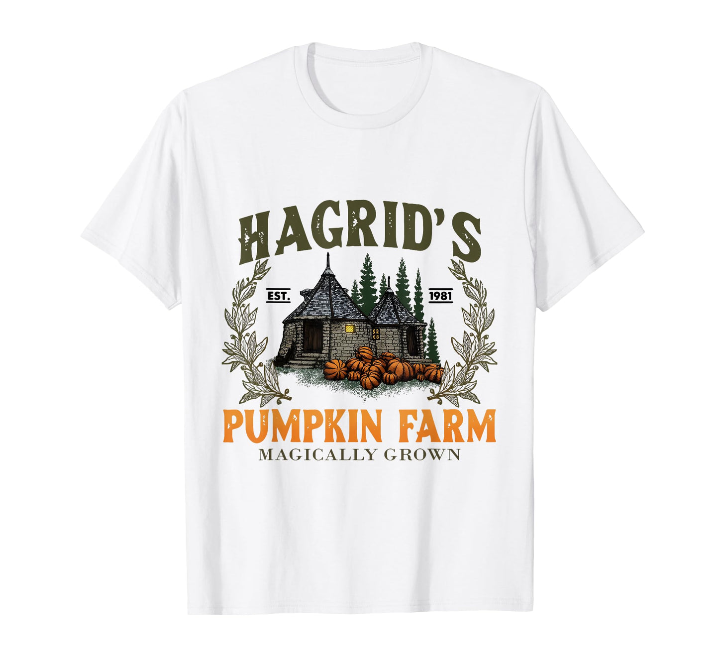 Hagrids Pumpkins Farm Grown Halloween Witch Spooky Season T-Shirt