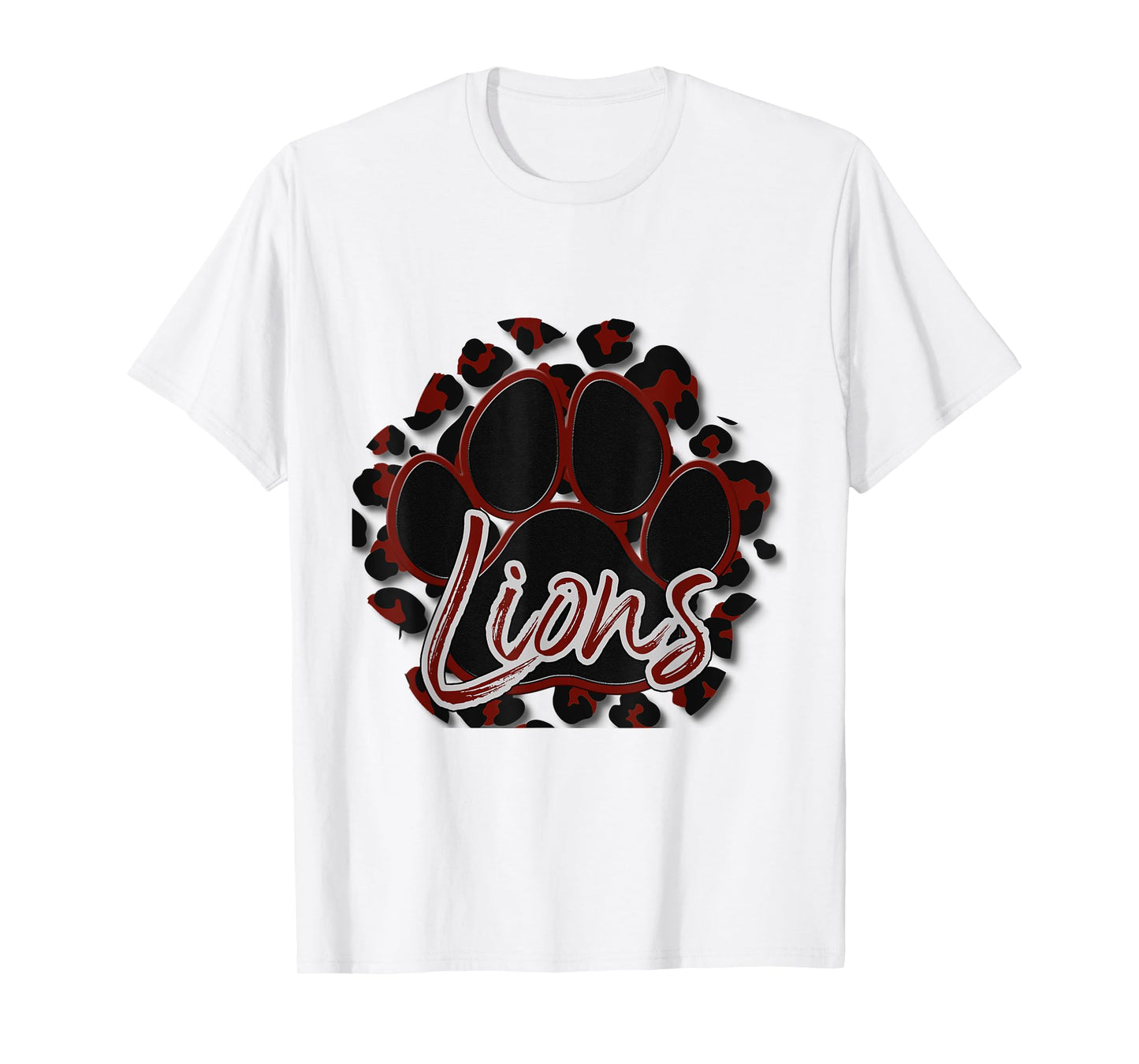 Lions Maroon Black Cheetah School Sports Fan Team Spirit T-Shirt