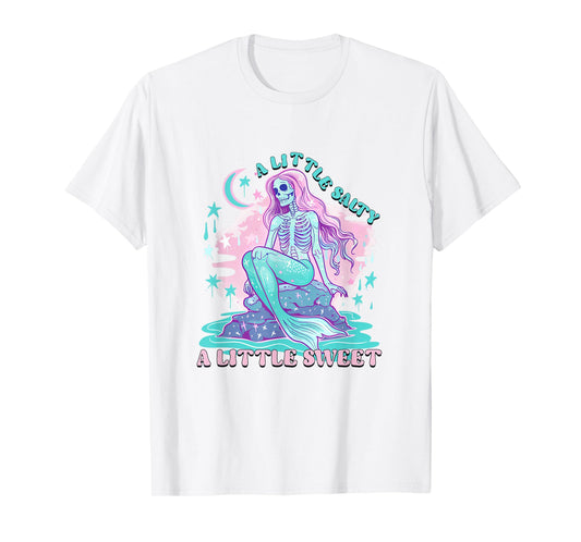 A Little Salty A Little Sweet Mermaid Skeleton Summerween Men Women T-Shirt