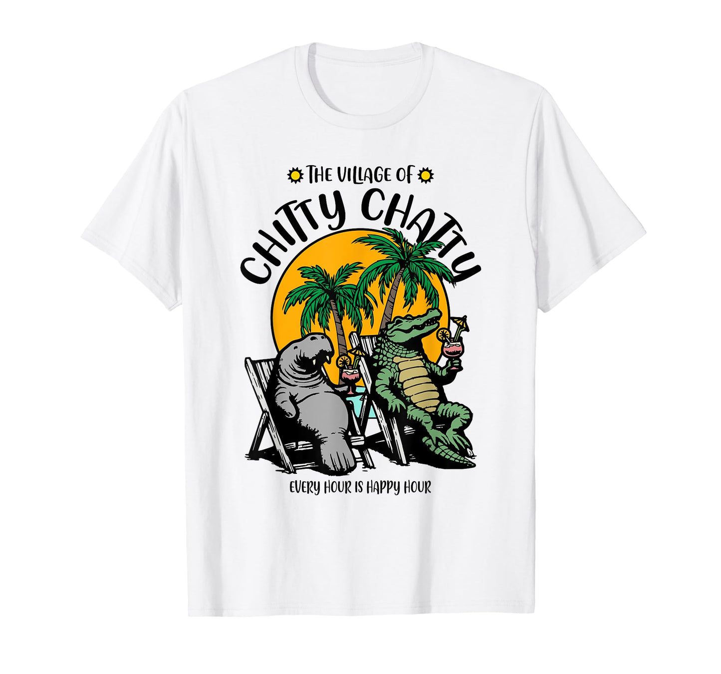 The Village of Chitty Chatty TV Manatee Alligator Design T-Shirt