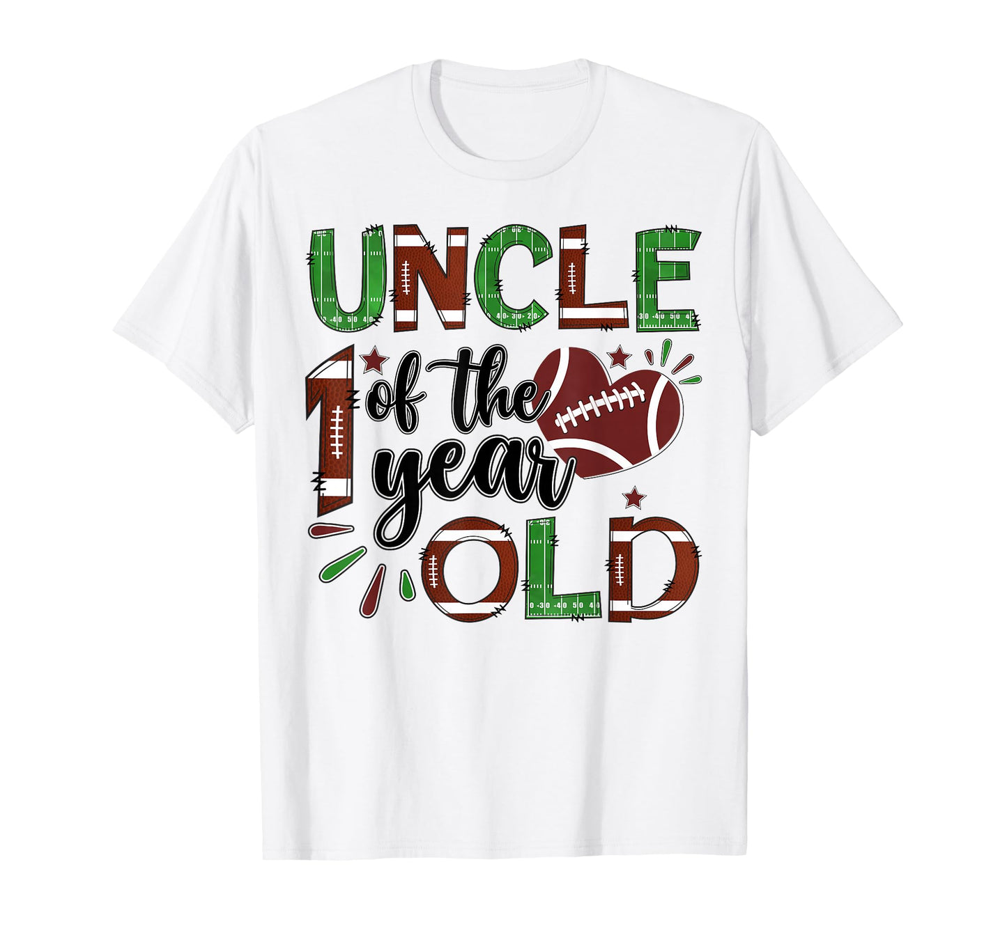 Uncle Of The 1 Year Old Football 1St Year Down Birthday T-Shirt