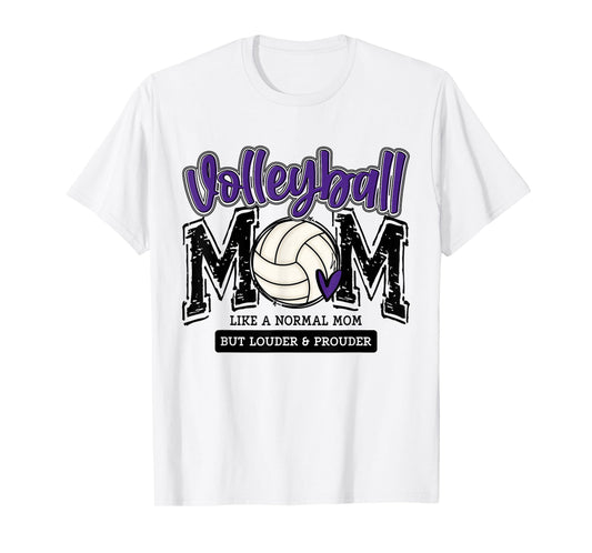 Volleyball Mom Purple Game Day Mama Daughter Family Team T-Shirt