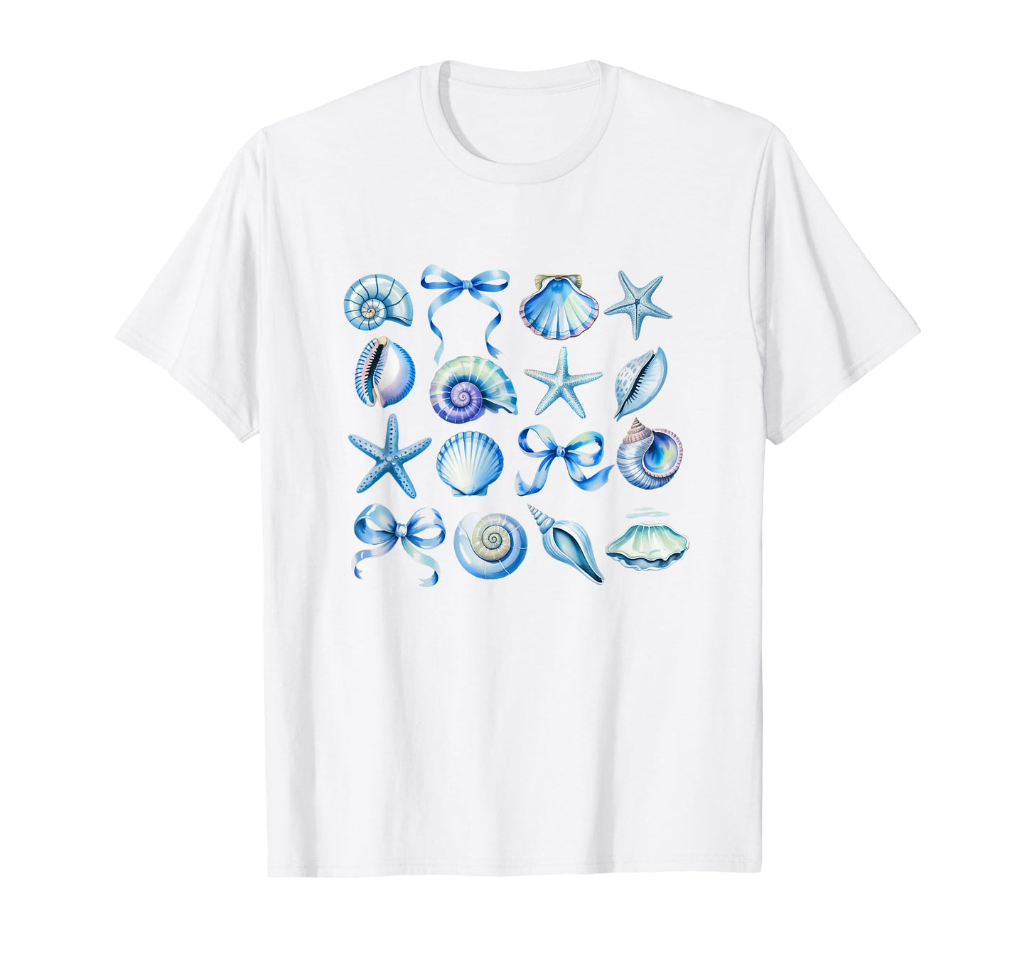 Coquette Blue Bow Ocean Beach Retro Summer Women Girls Kids T-Shirt