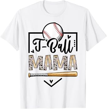 T-Ball Mama Leopard Funny Tee Ball Game Day T-Shirt