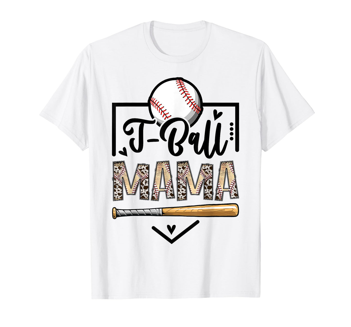 T-Ball Mama Leopard Funny Tee Ball Game Day T-Shirt