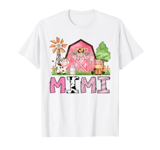 Mimi Pink Farm Animal Birthday Kids Matching Family T-Shirt