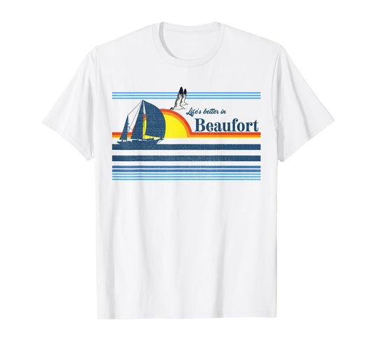 Beaufort North South Carolina NC SC Gift Beach Retro Vintage T-Shirt