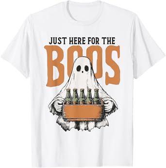 Just Here For The Boos Funny Halloween Ghost Beer Lover T-Shirt