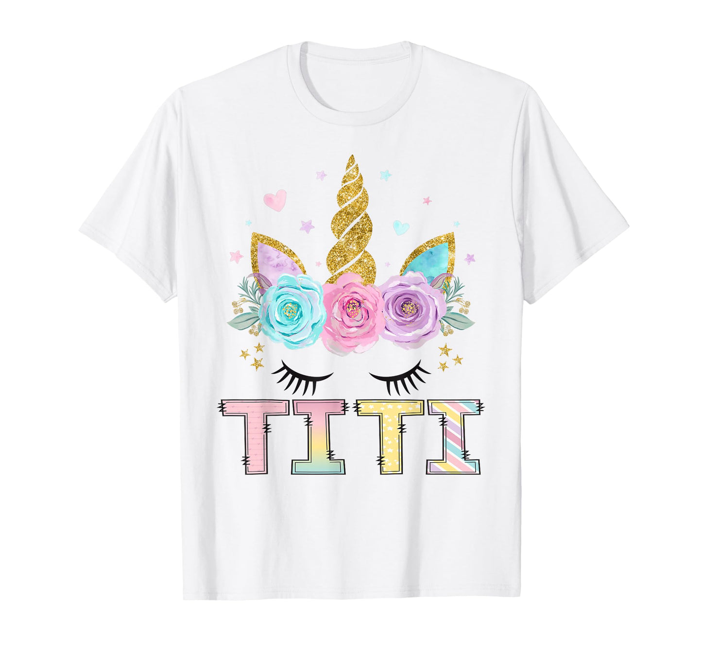 Titi Unicorn Floral Birthday Girl Matching Family T-Shirt