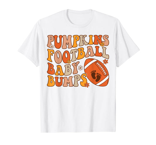 Pumpkins Football Baby Bumps Pregnancy Announcement Fall T-Shirt