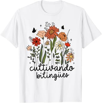 Cultivando Bilingues Dual Language Crew Bilingual Teacher Men Women Girls Kids T-Shirt