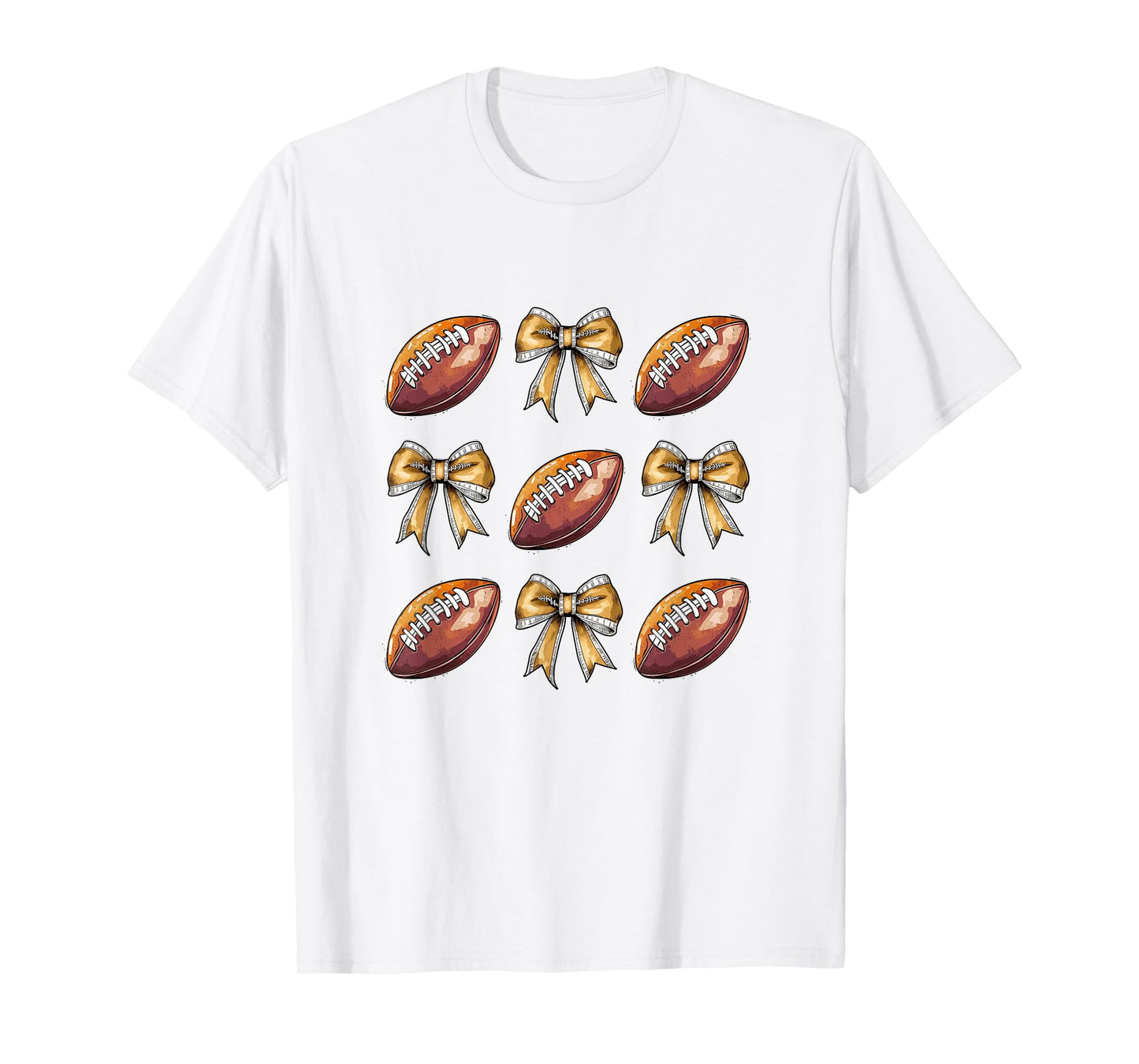 Funny Game Day Football Retro Coquette Bow Football Mama T-Shirt