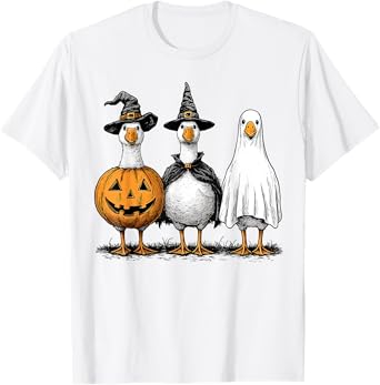 Boo Ghost Goose Vintage Halloween Goose Pumpkin Goose T-Shirt