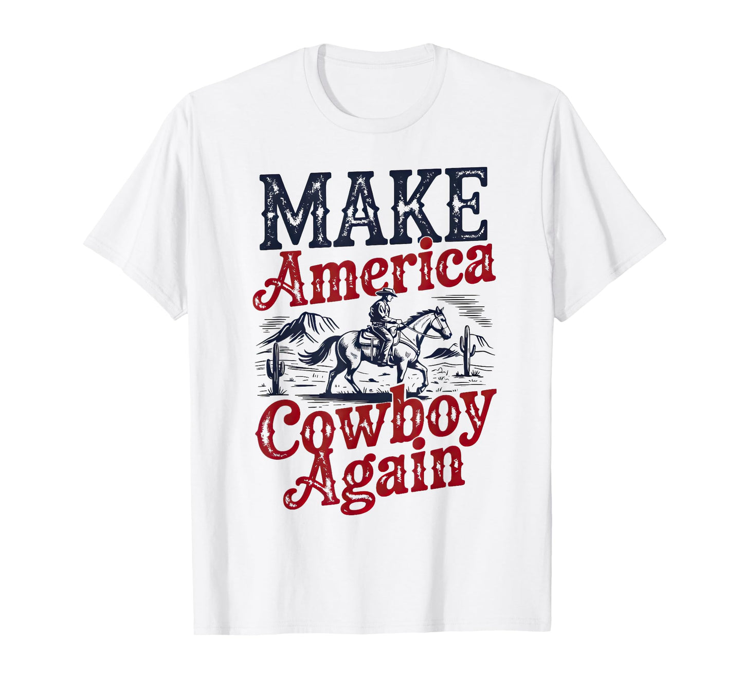 Make America Western Cowboy Again Retro 4th Of July Boy Men T-Shirt