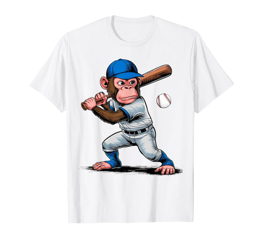 Monkey Baseball Player Monkey Lover Men Women Kids T-Shirt