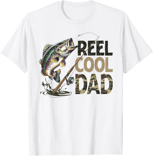 Reel Cool Dad Fishing Papa Father's Day Fisherman Fish T-Shirt