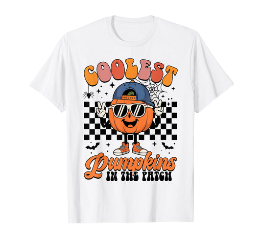 Coolest Pumpkin In The Patch Groovy Halloween Mens Boys Kids T-Shirt