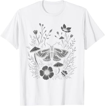 Cute Fairycore Floral Moth Aesthetic Women Girls T-Shirt