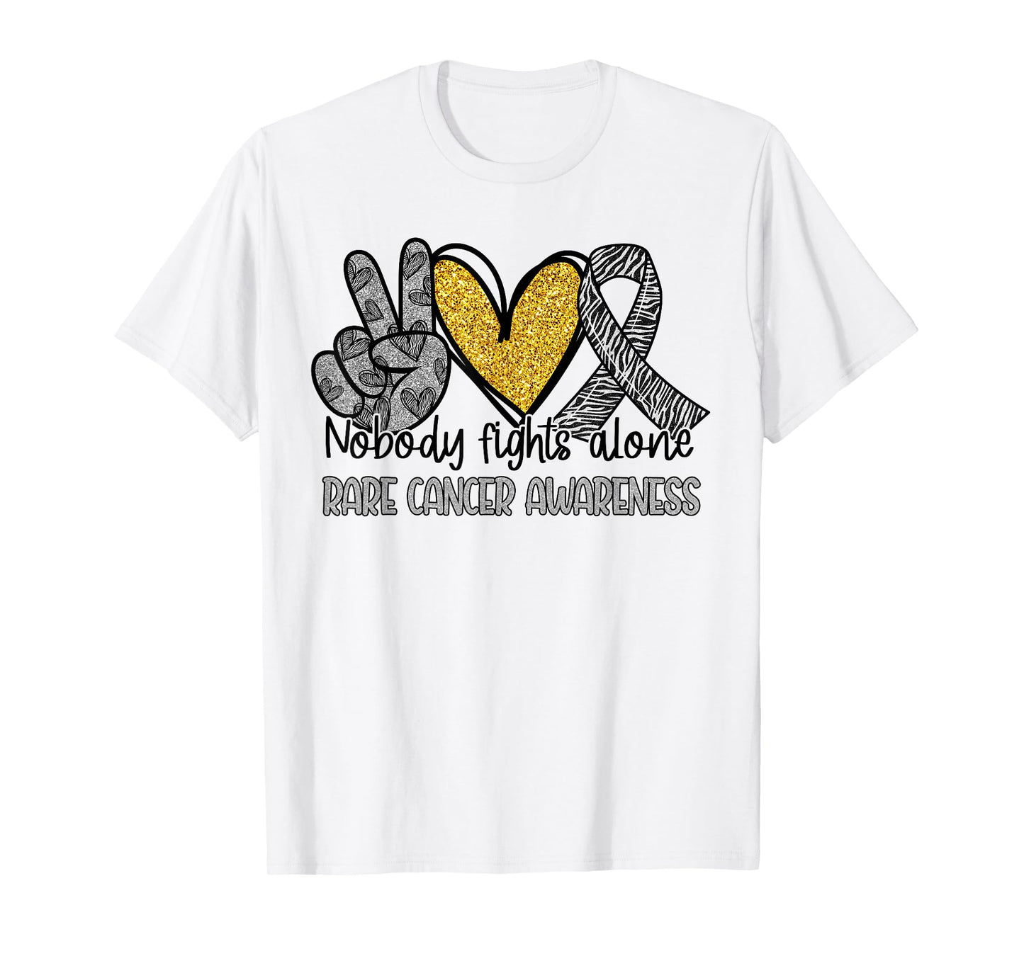 Nobody Fights Alone Zebra Ribbon Rare Cancer Awareness T-Shirt