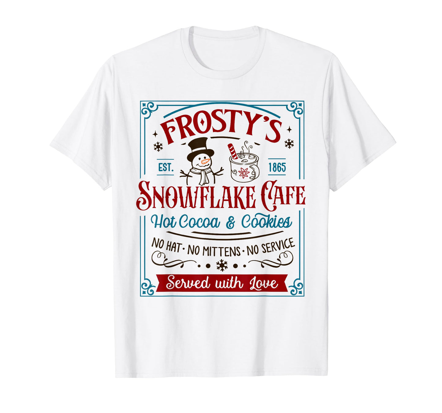 Old Fashioned Frosty's Snowflake Cafe Coffee Lovers Xmas T-Shirt