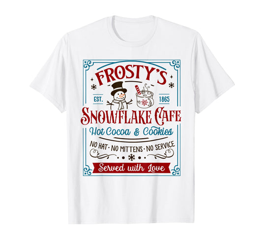 Old Fashioned Frosty's Snowflake Cafe Coffee Lovers Xmas T-Shirt