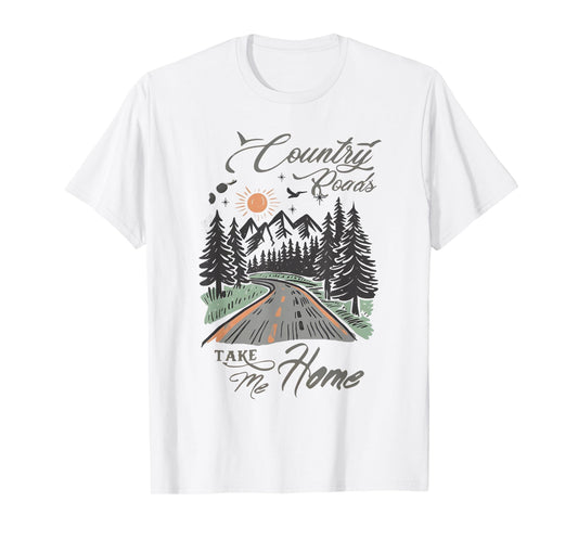 Retro Country Roads Take Me Home Vintage Mountain Lovers T-Shirt