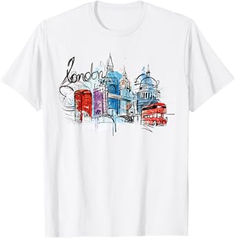 Cool Abstract London Splash Colors, London Graphic Design T-Shirt