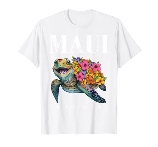 Hawaiian-Shirt Maui Kids Girl Women Turtle Hibiscus Hawaii T-Shirt