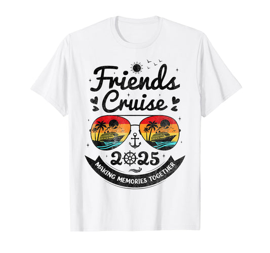 Friends Cruise 2025 Beach Vacation Vintage Cruise 2025 Group T-Shirt