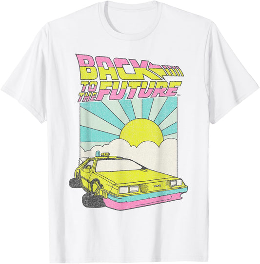 Back To The Future DeLorean Sunrise Cartoon T-Shirt