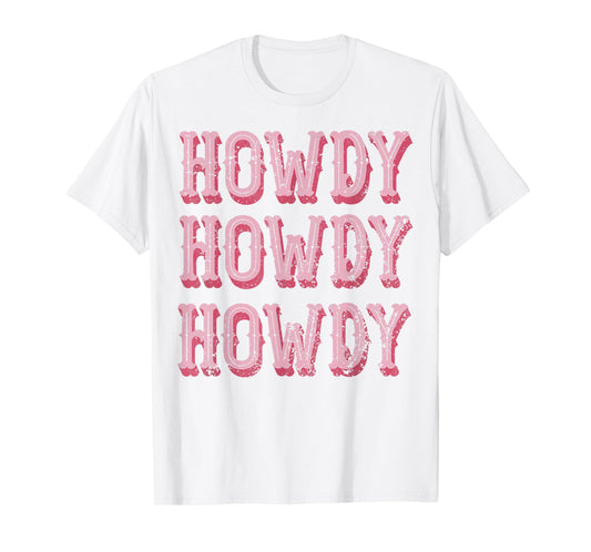 Vintage White Howdy Rodeo Western Country Southern Cowgirl T-Shirt