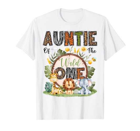 Auntie Of The Wild One 1St Birthday Boy Safari Jungle T-Shirt