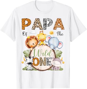 Papa Of The Wild One 1St Birthday Boy Safari Animals T-Shirt