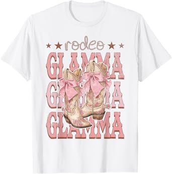 Rodeo Glamma Pink Boots Coquette Cow-Girl Birthday Party T-Shirt