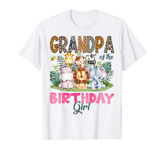 Grandpa Of The Birthday Girl Safari Jungle Animal Lover T-Shirt