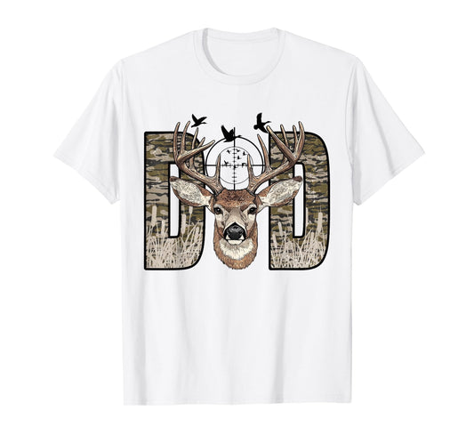 Old School Camo Dad Hunting Camouflage Deer Father's Day T-Shirt