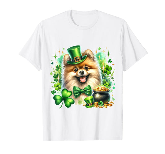 Pomeranian Dog Lover Shamrock St Patricks Day Lucky Clovers T-Shirt