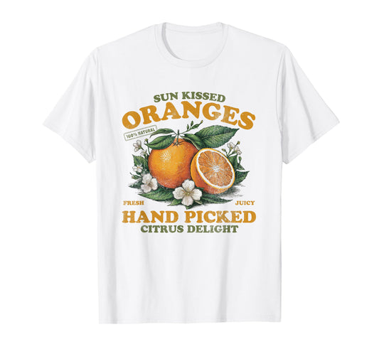 Oranges Hand Picked Vintage Fruit Retro Peach Graphic T-Shirt