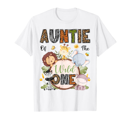 Auntie Of The Wild One Safari Woodland 1St Bday Kids T-Shirt