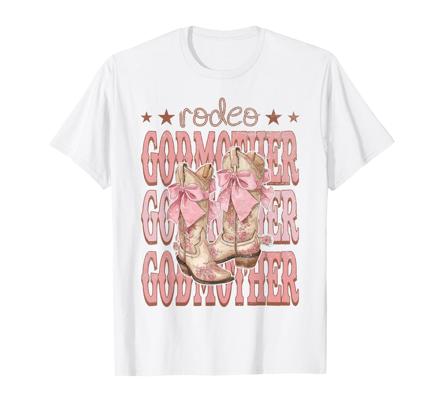 Rodeo GodMother Pink Boots Coquette Cow-Girl Birthday Party T-Shirt