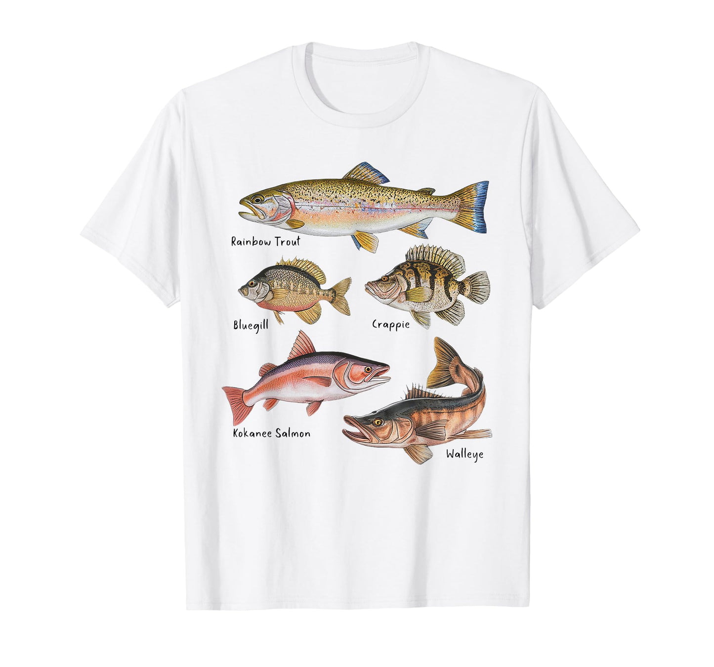 Fishing Types Freshwater Fish Fisherman Funny Bass Dad T-Shirt