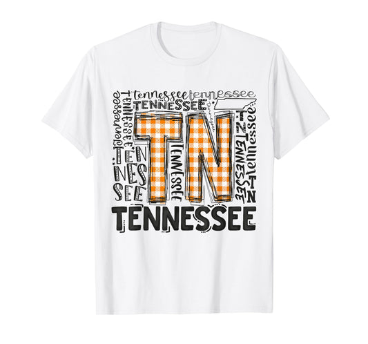Tennessee State Flag Orange Plaid TN T-Shirt