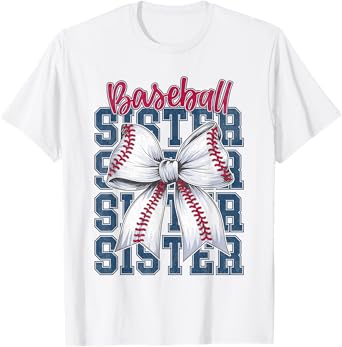 Baseball Sister Coquette Bow Biggest Fan Sport Lovers Girl T-Shirt