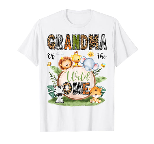 Grandma Of The Wild One 1St Bday Boy Safari Woodland T-Shirt