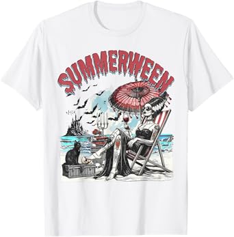 Horror Character Summerween Halloween Vintage Beach T-Shirt