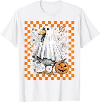 Cute Ghost Goose Halloween Silly Goose Spooky Honk Or Treat T-Shirt