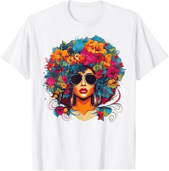 Afro Hair Natural Black History tshirt Pride Black Melanin T-Shirt