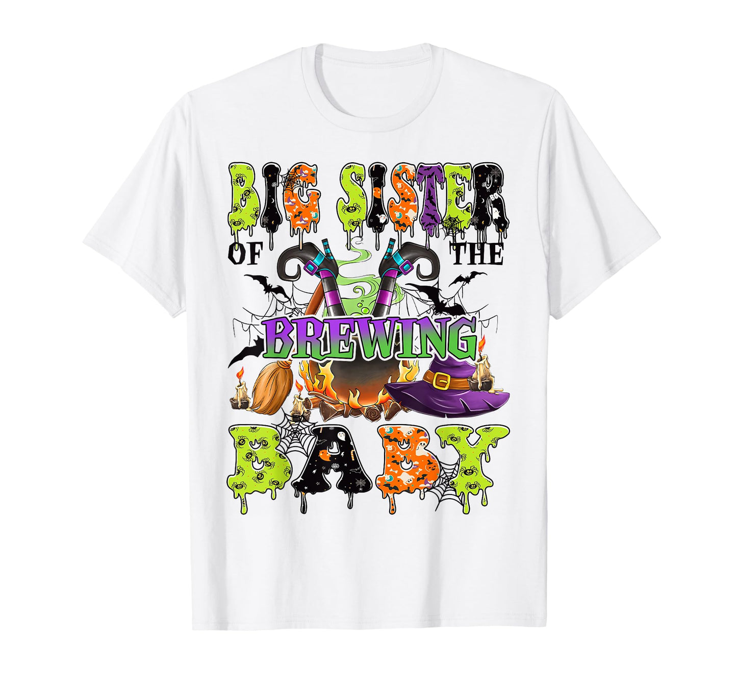 Big Sister Of The Brewing Baby Spooky Halloween Baby Shower T-Shirt