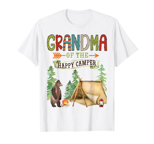 Grandma of The Happy Camper First Birthday Camping T-Shirt